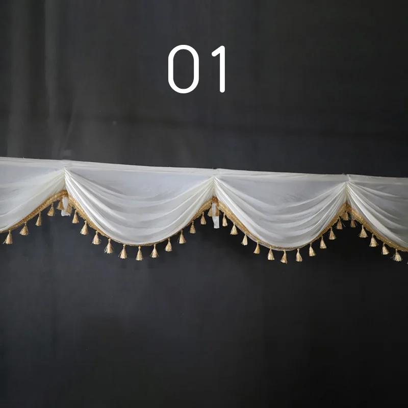 1M Detachable Curtain Ice Silk Swag for Wedding Party Stage Background Veil Home Curtain Decoration Cloth Wave Curtain Tassel