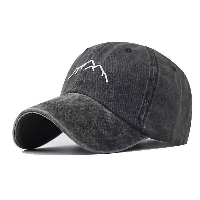 Unisex Distressed Embroidered Cotton Baseball Cap with Soft Brim for Sun Protection