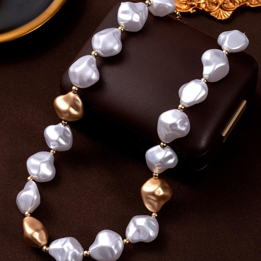 Style Irregular Baroque Pearl Necklace Trendy Personality Exaggerated Light Luxury High End Choker Clavicle Chain For Women