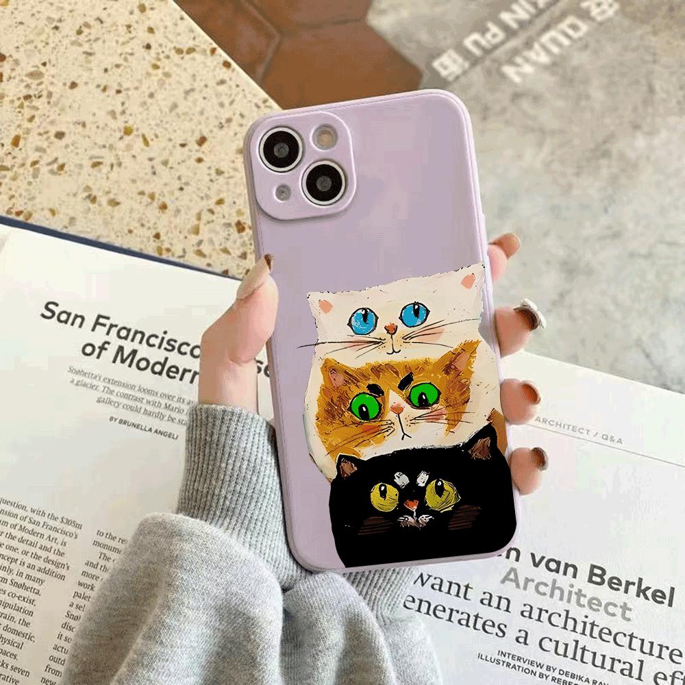 Drei Katzen Silikon Handyhülle für iPhone 14 15 16 Plus für iPhone 13 14 15 12 11 16 Pro Max 12 Mini XS Max TPU Schutzhülle