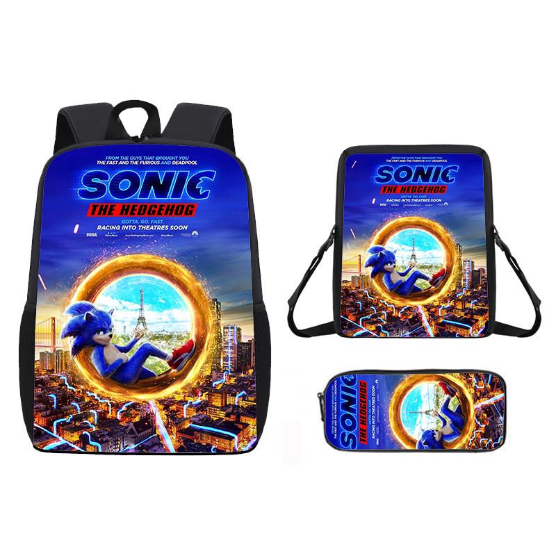 Children Cartoon Pattern Breathable Backpack Three Piece Set