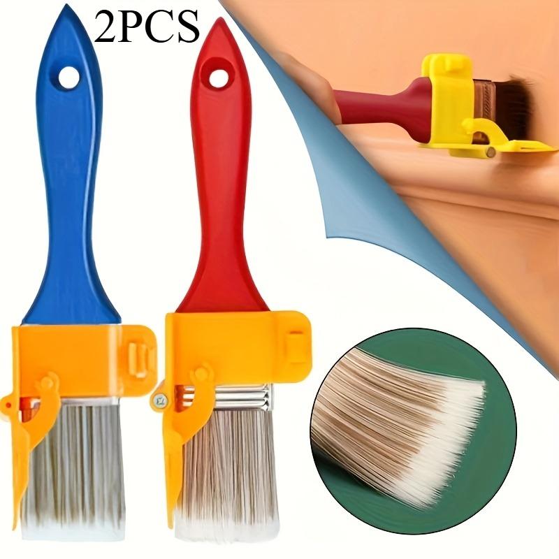 2PCS Durable Paint Brush, Portable Edge Color Separation Non-shedding Two-tone Paint Brush, Wooden Handle Two-color Veneer Paint Brush