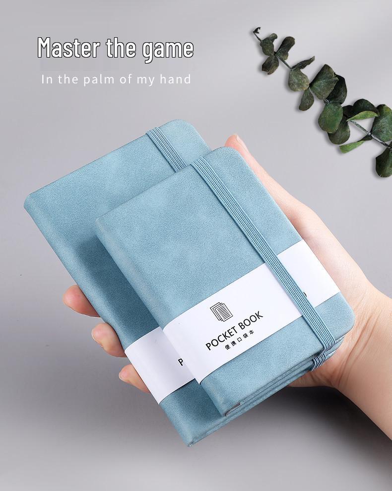 Compact A7 Carry-On Notebook with Strap, Thick Mini Planner, Logo Printable