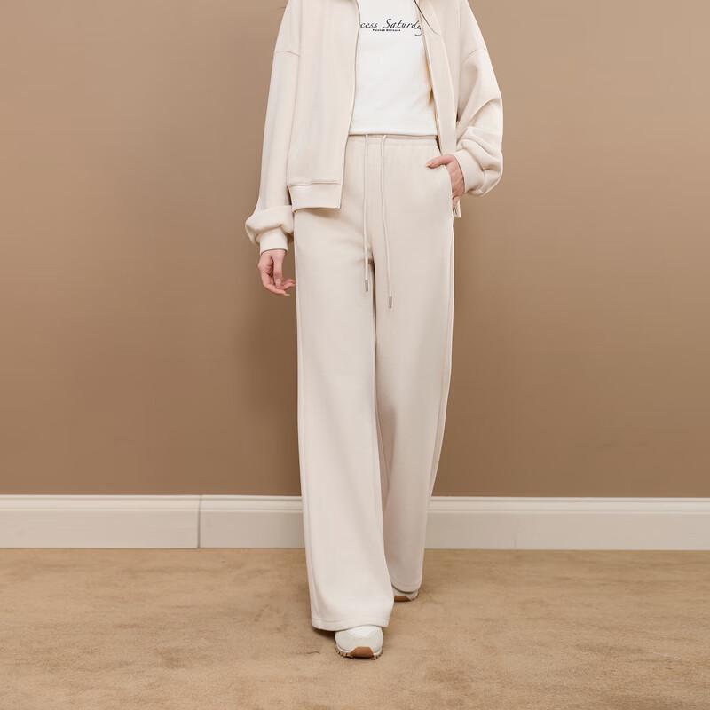 

Sancai 2025 Winter Fleece-Lined High-Waist Straight-Leg Sweatpants M