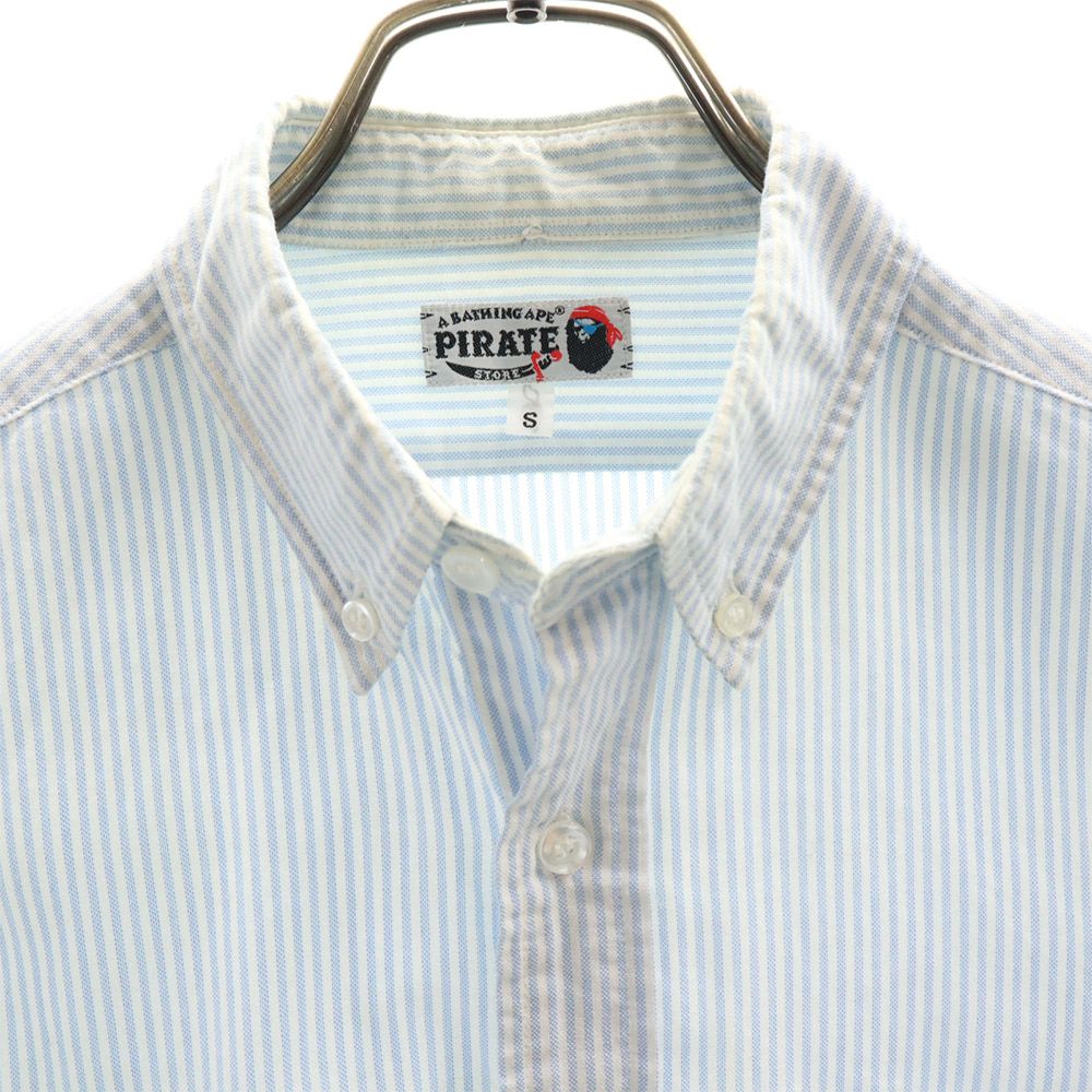 A Bathing Ape Stripete Langermet Knappedunskjorte S Blå Herre Brukt