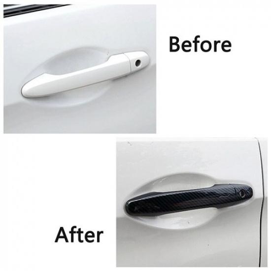 Carbon Fiber Style Door Handle Cover Frame For Honda CRV Civic 2012-2016
