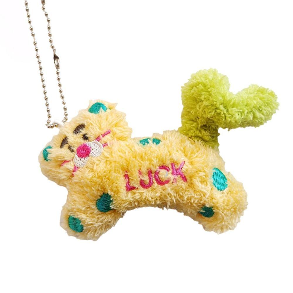 

LUCK Polka Dot Cat Doll Keychain Plush Stuffed Doll Keychain Creative Bag Decor Gift жовтий