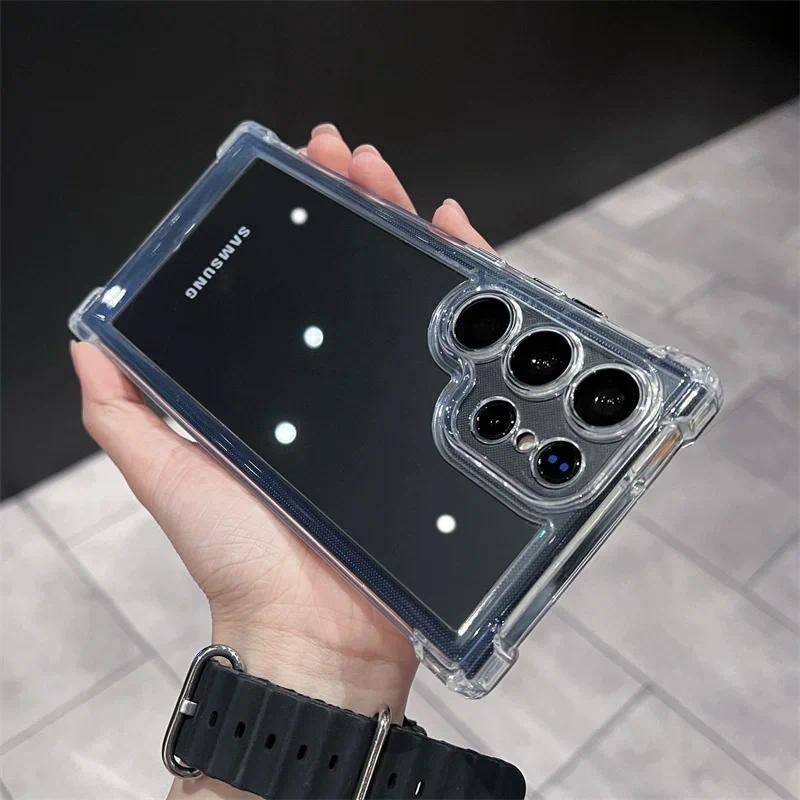 Luxury Clear Shockproof Case for Samsung Galaxy S25 S24 S23 S22 FE Plus S25 Ultra A34 A54 A15 A25 A35 A55 A16 5G Hard Acrylic Cover