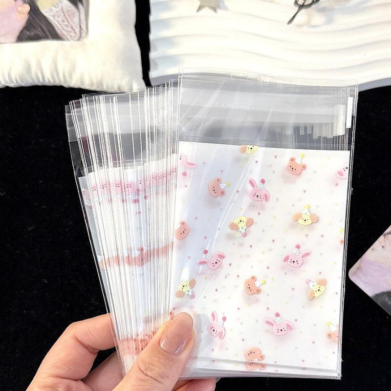 50Pcs Opp Plastic Bag Self Adhesive Transparent Plastic Bags Beads Jewelry Storage Packaging Gift Bag Small Card Holder
