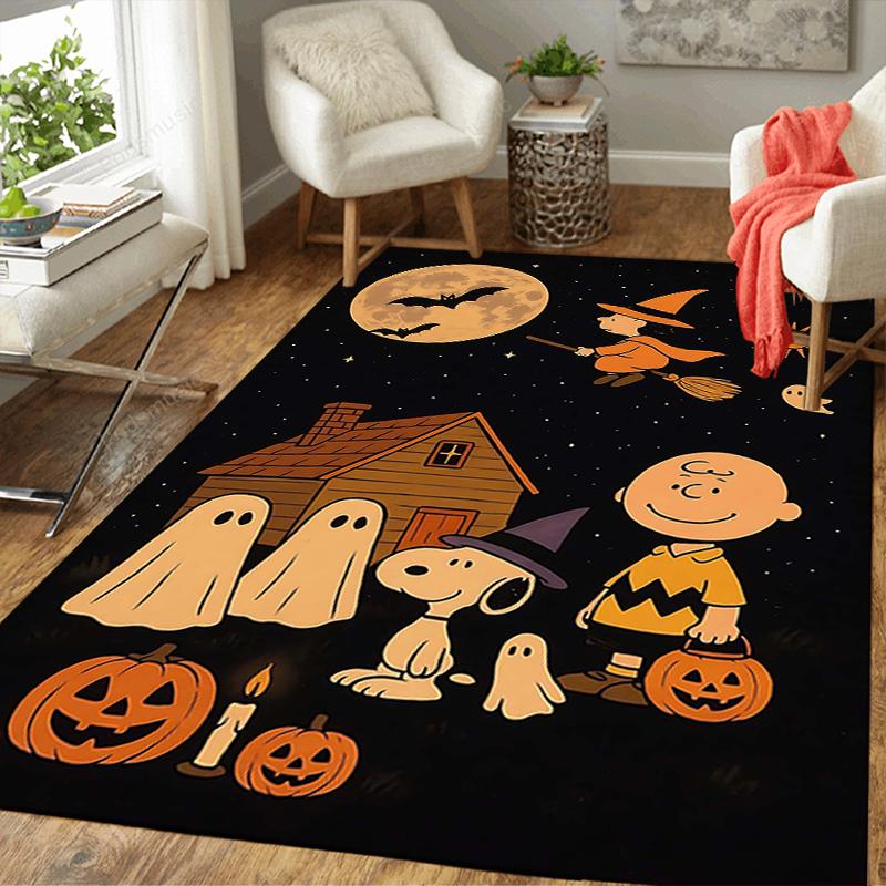 1Pc Snoopy'S Halloween Night Rug Office Carpet Indoor Outdoor Doormat Nonslip Soft And Comfortable Living Room Christmas Halloween Gift D918100