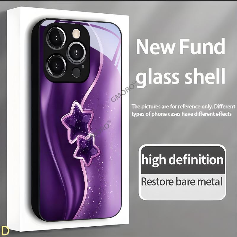 Popular black background glitter powder star mobile phone case iPhone17 premium glass case Apple 16pm protective case