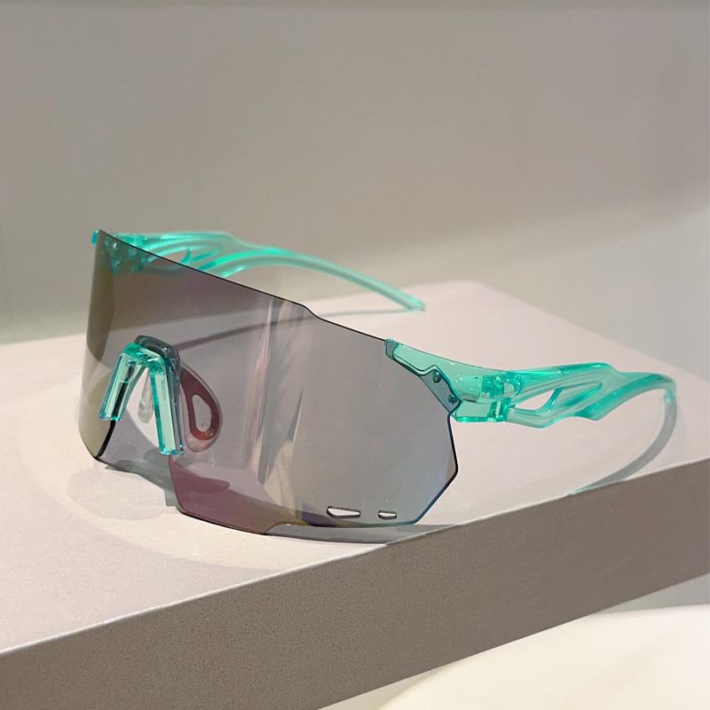 Rimless Oversized Goggle Men New Wrapped Round Mirror Sports Sunglasses Trendy Outdoor Cycling Protective Shades