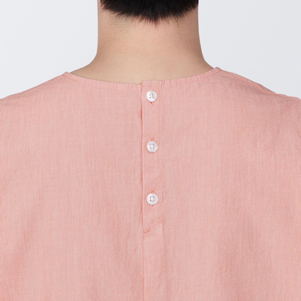 MUJI Cool Broad Short Sleeve Blouse BC2JOA4S Orange Stripe L Women's Women's