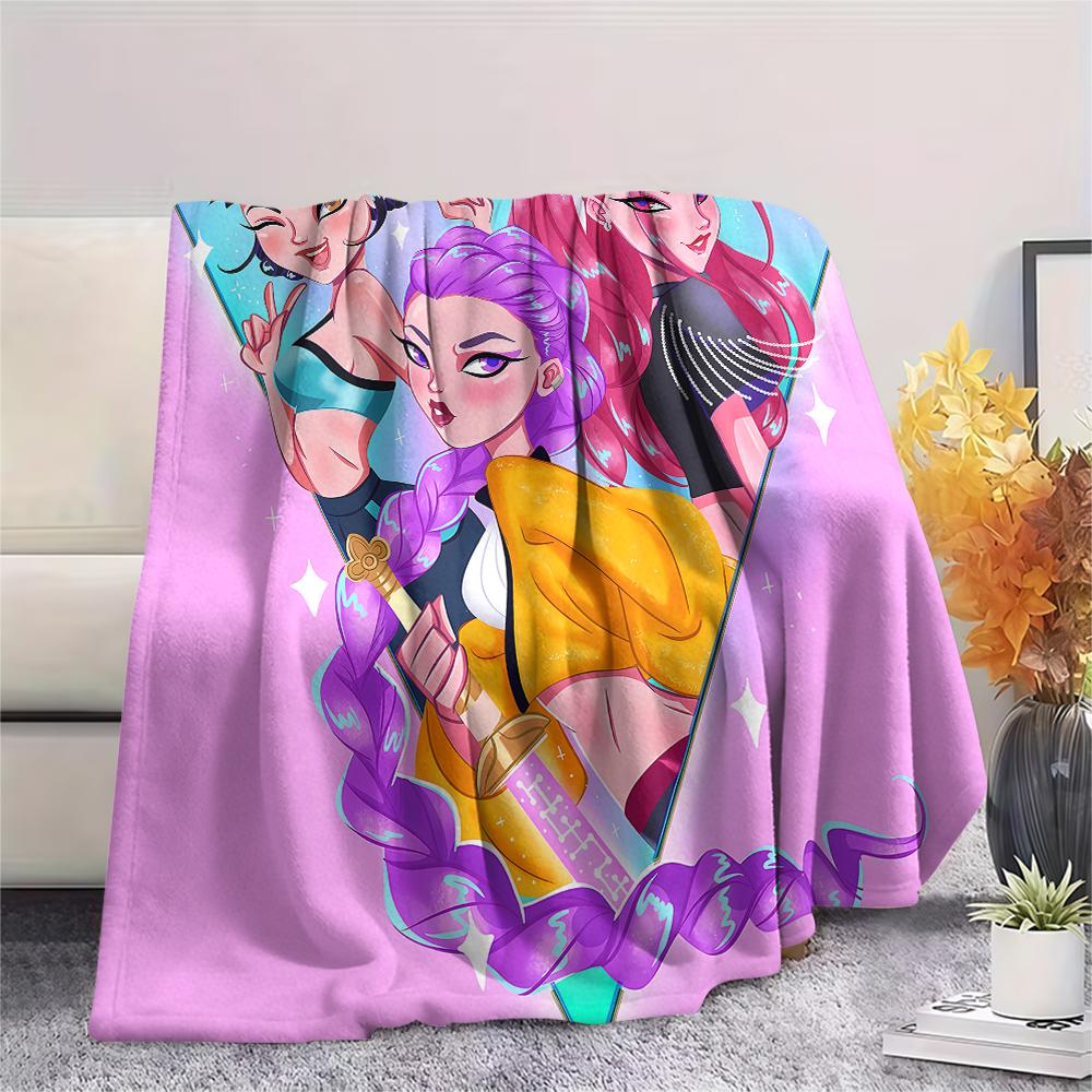 1PC Kpop Demon Hunters Print Flannel Blanket, High quality All Seasons, Home Decor, Warmth and Comfort, Perfect for Christmas Gifts