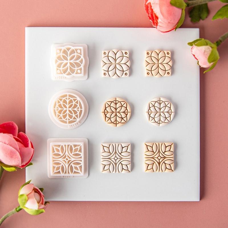 Vintage Flower Soft Pottery Earring Mold Car Keychain Pendant Decoration Supplies for Children Adult DIY Crafts