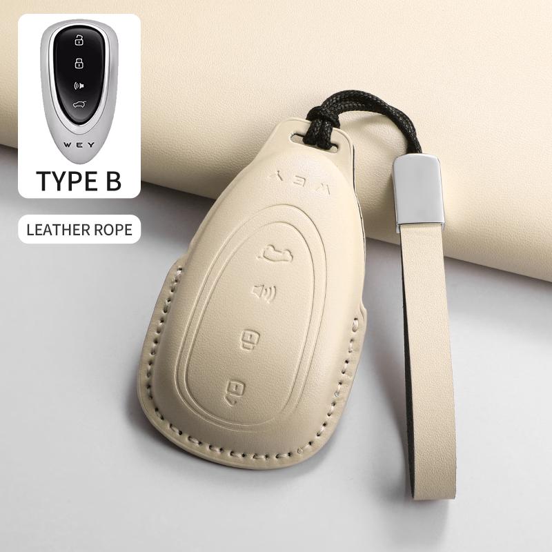 PU Leather Car Smart Remote Key Cover Case For WEY Blue Mountain Highland Mocha Latte DHT-PHEV Key Protecter Shell Accessories