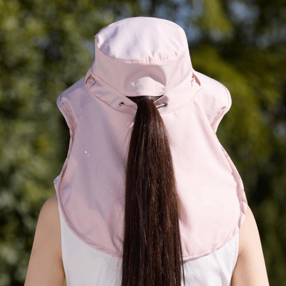 Solid Color Sunshade Sun Hat Wide-Brimmed Shawl Mask Hat Neck Protection Cap  Outdoor