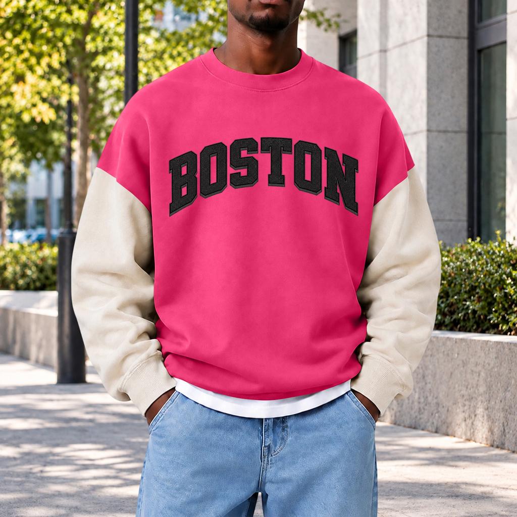 Men's Fashion Crewneck Sweatshirt, Casual Pullover Top for Everyday Wear