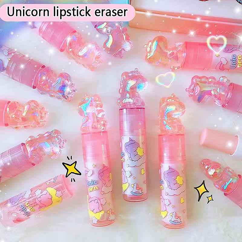 1/3pcs Creative Eraser Lipstick Unicorns Rubber Erasers Student Correction Tool Kids School Office Supplies Stationery Gifts