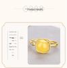 Elegant S925 Silver Amber Beeswax Adjustable Ring - Light Luxury