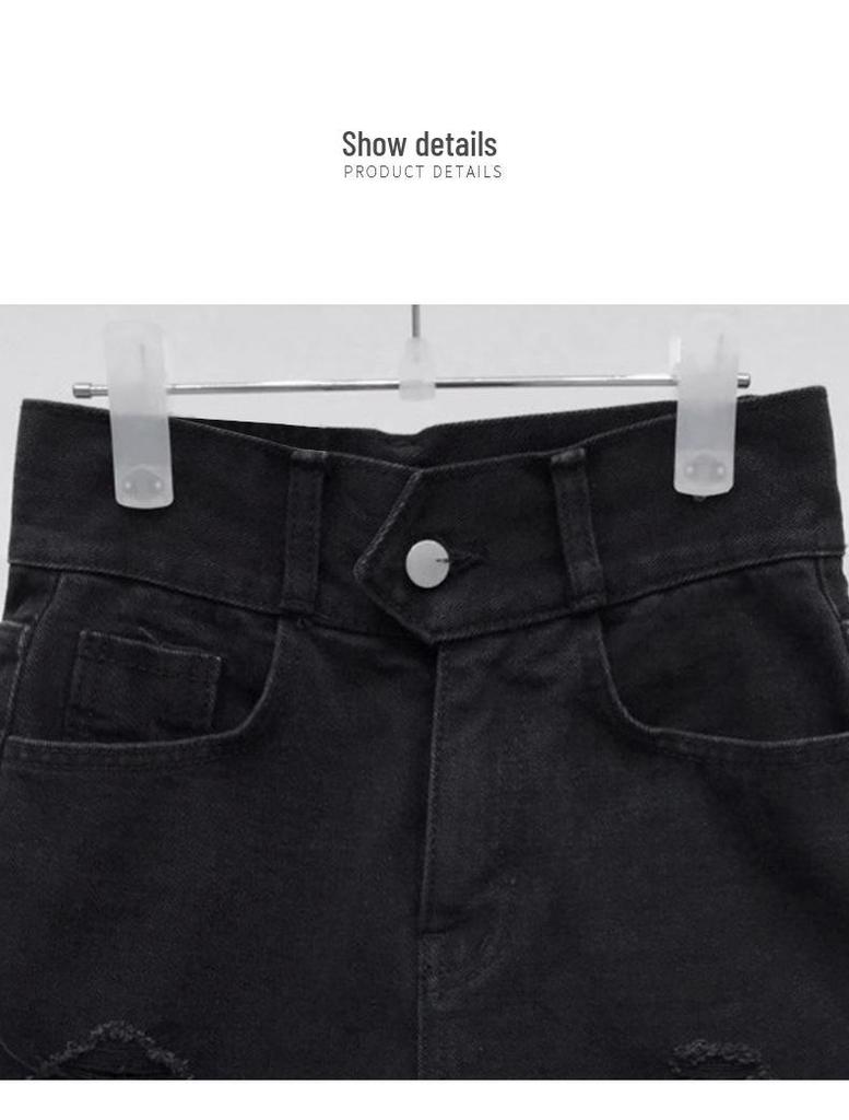 Korean High Waist Distressed Denim Shorts for Women
