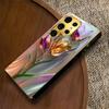 Glossy Metallic Flower Electroplated Golden Phone Case For Samsung S22 Ultra S21 S20 FE S23Plus S24 S25 S26 Note 20 Glass Cover