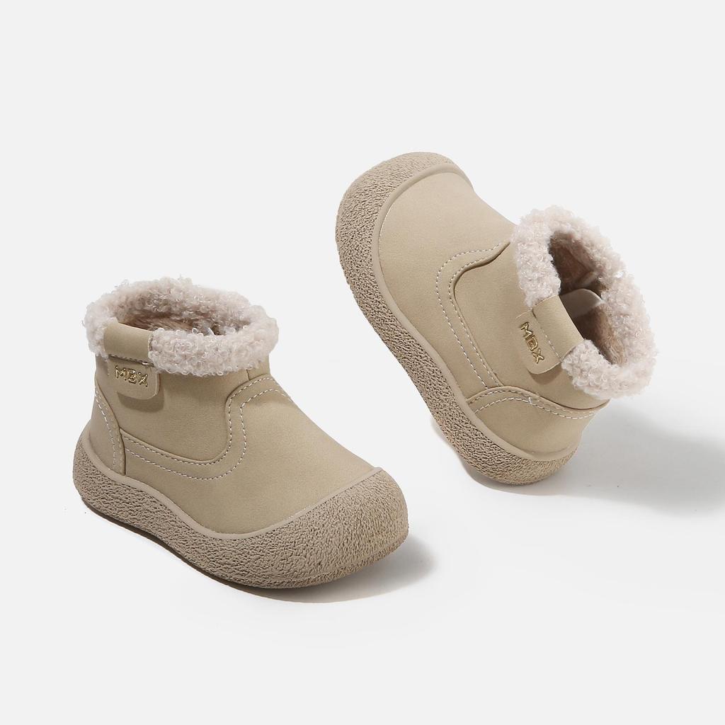 Korean Style Winter Leather Boots with Velvet Lining for Boys and Girls - Non-slip, Warm Baby Walker & Children's Cotton Snow Boots.