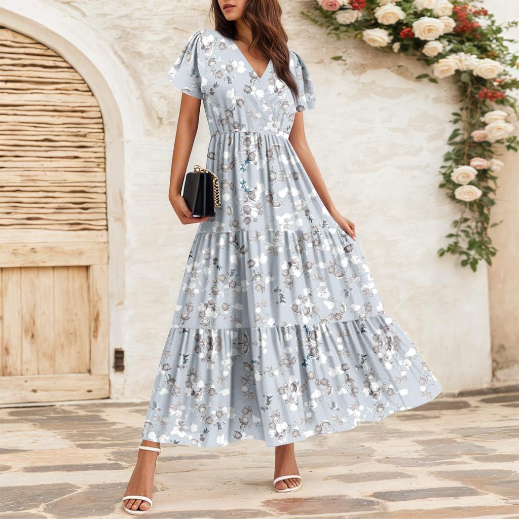 Women's Flowy Dresses Women's Summer Dresses Casual Short Sleeve Maxi Dresses Formal Maxi Dresses