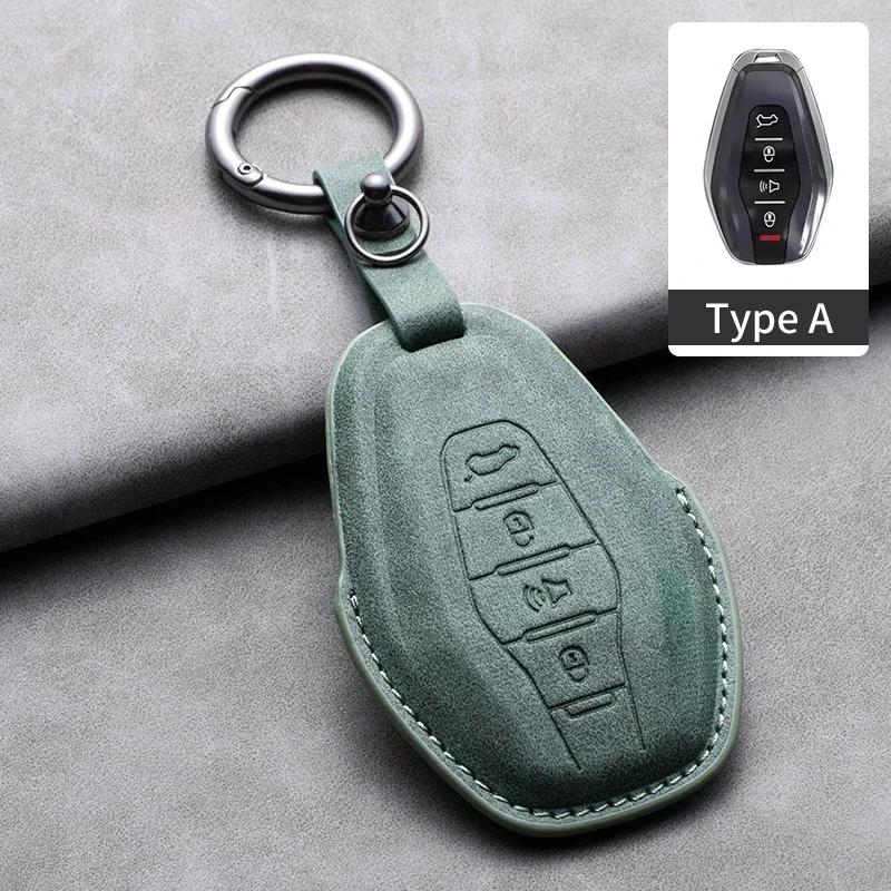 Étui de Protection en Cuir pour Clé de Voiture à 4 Boutons pour Chery Jetour Traveller 2024 2023 Coque de Clé Auto Porte-Clés