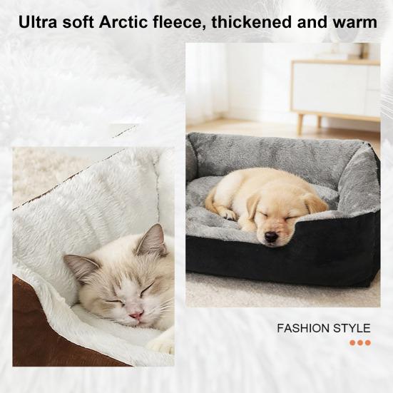 Rectangle Pet Bed Cozy Cat Orthopedic Sofa Bed Warm Plush Dog Calming Bed for Cats Dogs Multiple Sizes Colors