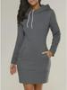 Hooded Zipper Pullover Mid-Length Sweater Dress - New Style