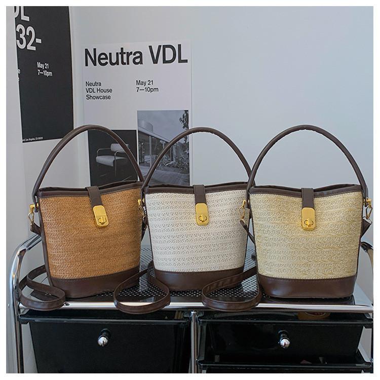 Chic Street Style Straw Woven Shoulder Bag 2024 Fashion Handbag