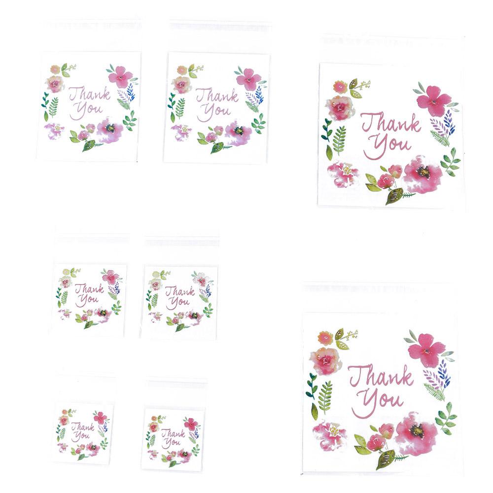 100pcs   4 Sizes New Plastic Wedding Favors Cookie Package Thank You Candy Bag Self-Adhesive