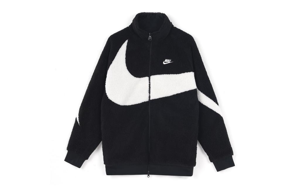 Nike Giacca Reversibile Boa con Grande Swoosh (Dimensionamento dell'Asia) Nero bianco