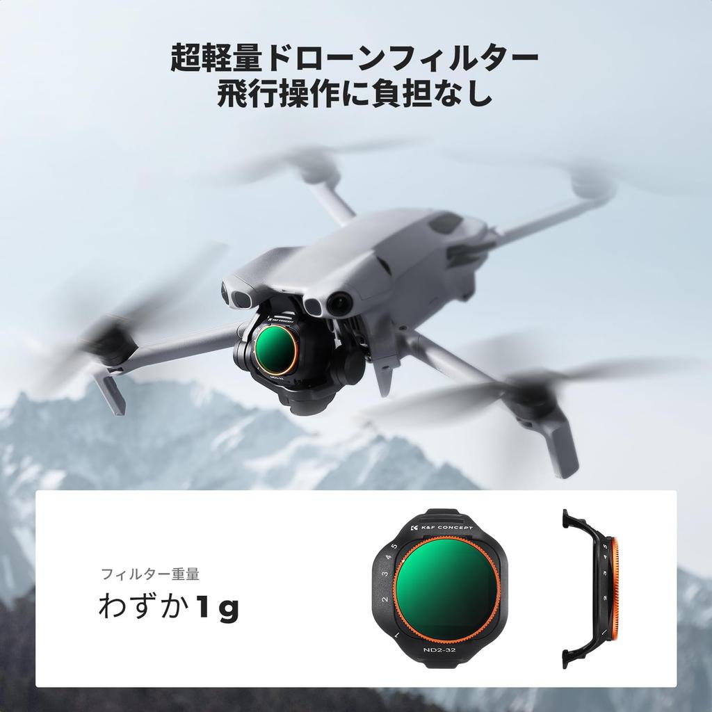 CONCEPT Variable ND Filter for DJI Mini 5 Easy Adjustable Light AGC Optical Nano and K&F Pro, ND2-ND32, Installation, Reduction, Glass, 28-Layer