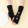 Y2k Fingerless Gloves Women Winter Warm Arm Sleeve Knitted Star Decoration Mitten Casual Long Wrist Mittens Punk Gothic Gloves