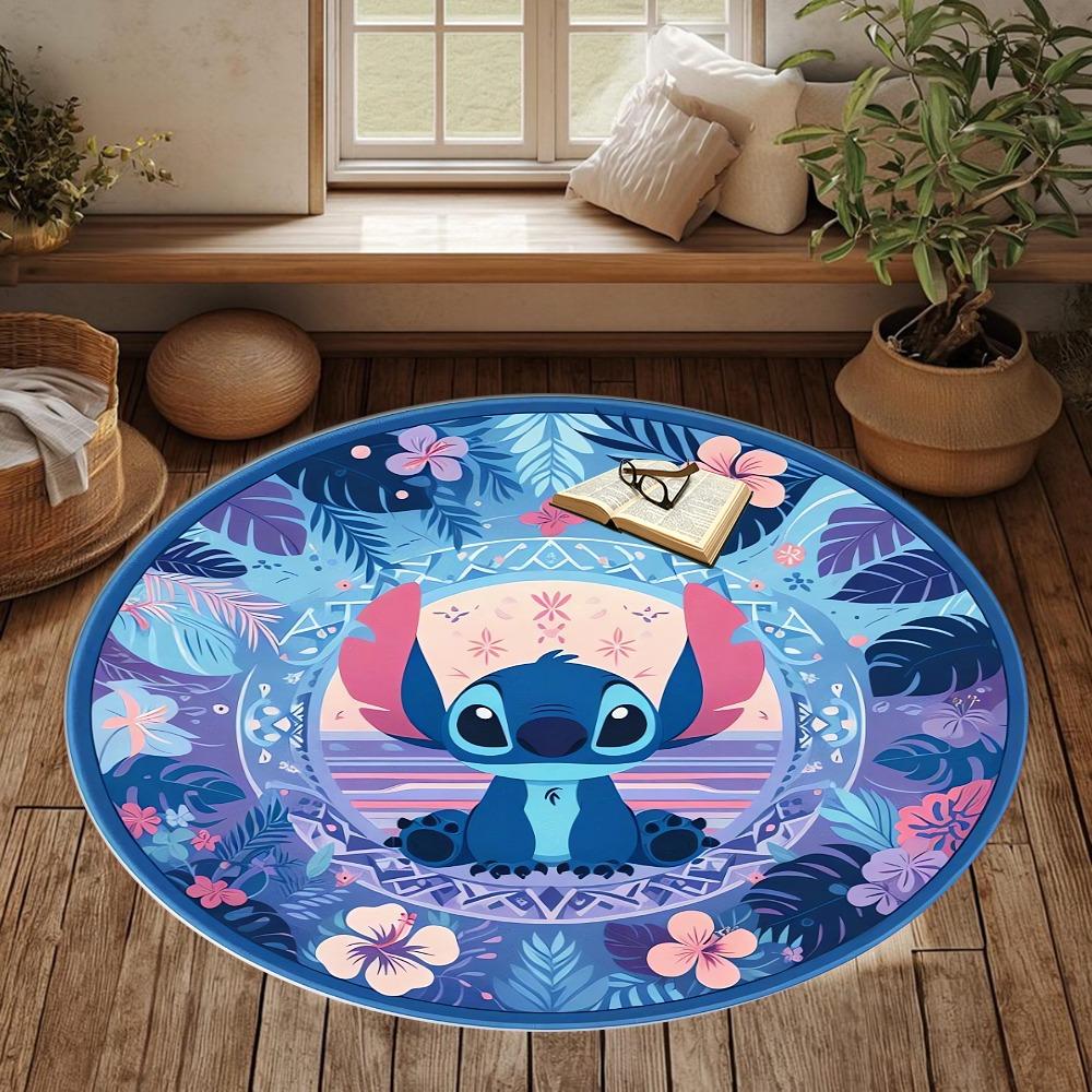 Tropical Stitch round Area Rug Non-Slip Washable Soft Circle Carpet for Living Room Bedroom Home Decor
