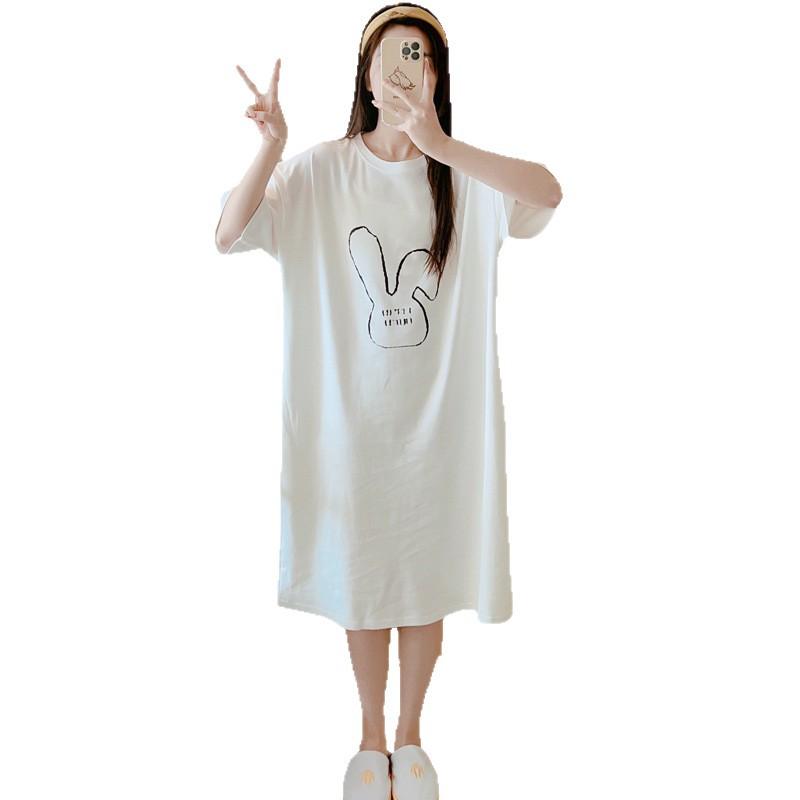 Korean version of loose personality large size Hong Kong style European and American design sensual short sleeves medium and long split T-shirt skirt