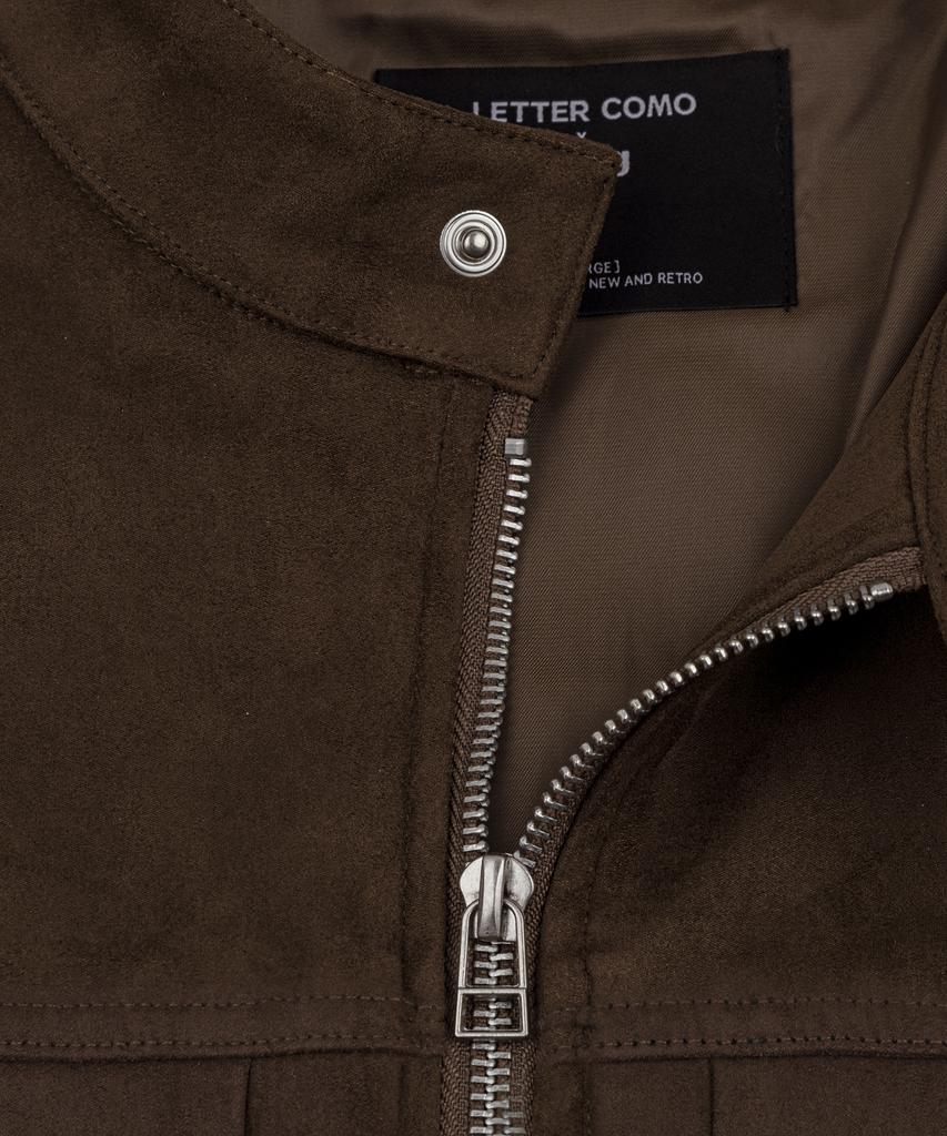 LETTERCOMO Contemporary Suede Rider Jacket Dark Brown
