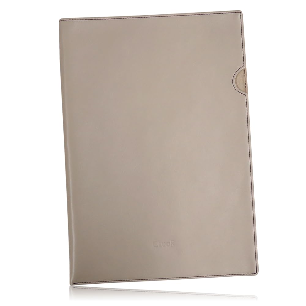 Document File A4 Size Clear Holder Cover Business Documents Contracts Document Case Leather A4 File Genuine Leather Cowhide Concealing Contents Gray