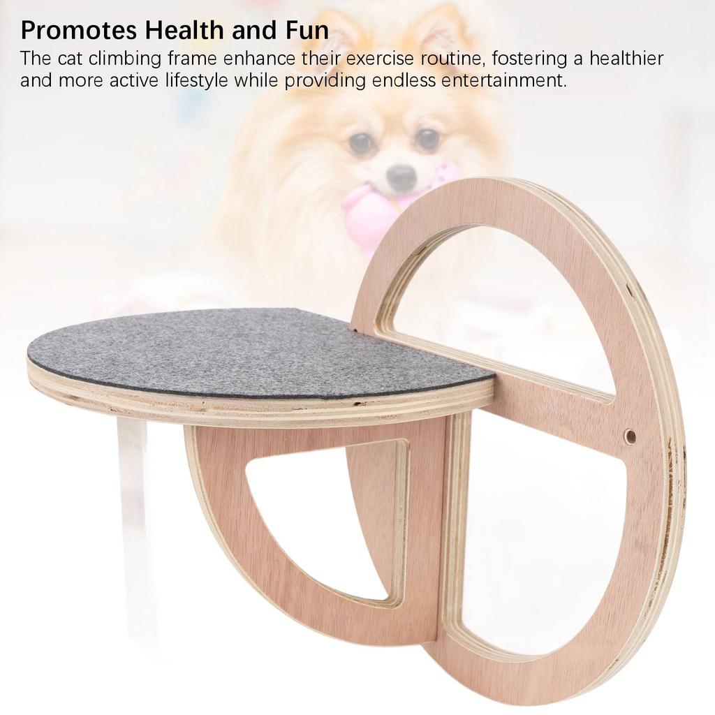 Cat Wall Shelf Wooden Round Increase Cat Exercise Wearproof Easy to Clean Cat Wall Perch for Cats