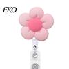 Decorative Acrylic Badge Reel Cute Flower Reel, Retractable ID Card Silent Telescopic Clip Holder for Nurses, Office Workers, Managers, Students