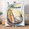 Custom Name Baseball Theme Printed Blanket - Perfect for Couch, Bed, Travel & Outdoor Use | Machine Washable, Cozy & Durable.