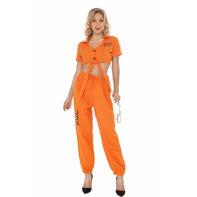 Halloween, Orange Female Prisoners Role-playing Game Uniforms, Nightclub Bar D Show Costumes