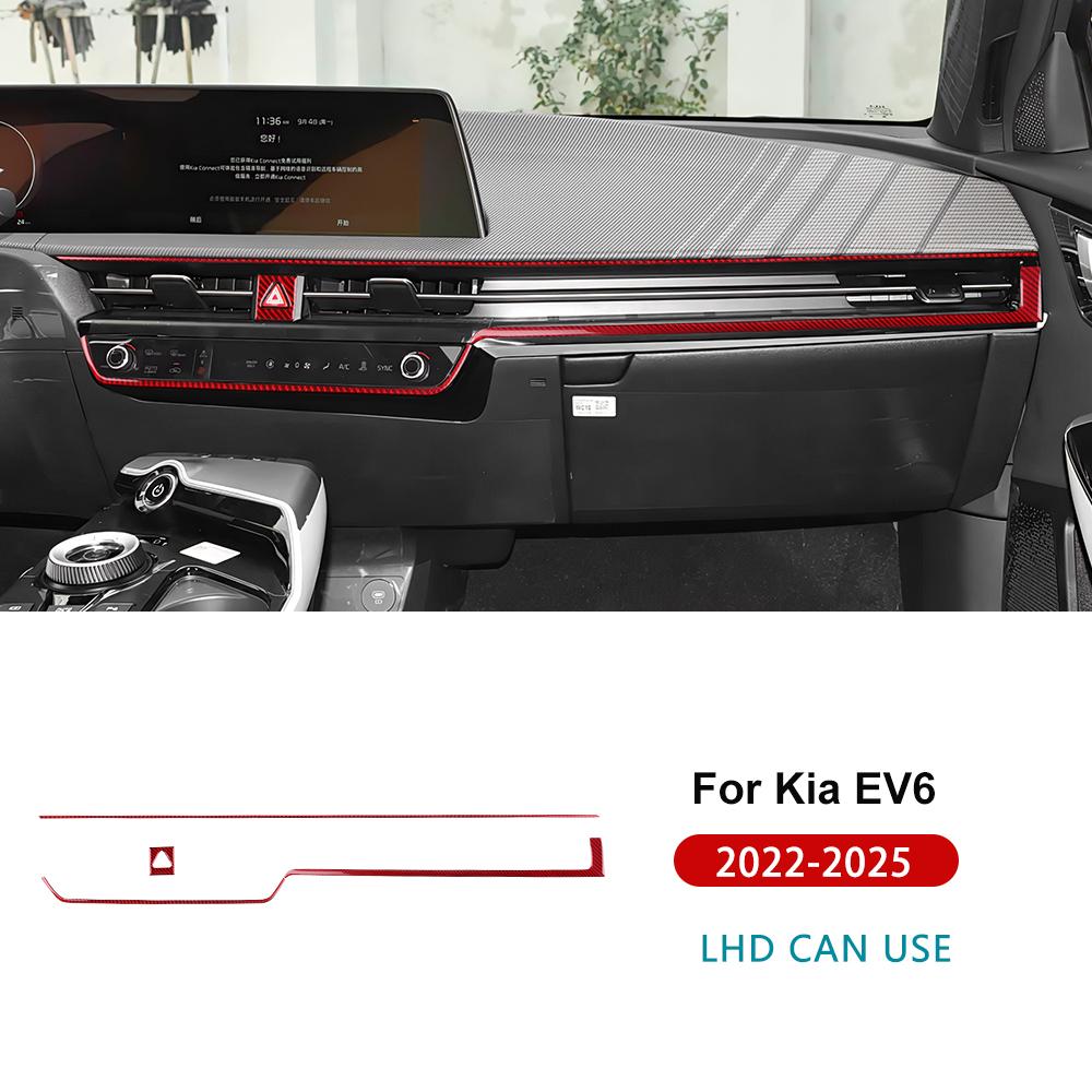 Echter Weicher Karbonfaser-Aufkleber für Kia EV6 GT EV 2022 2023 2024 2025 LHD RHD Auto Beifahrer-Luftauslassleiste Innenverkleidung