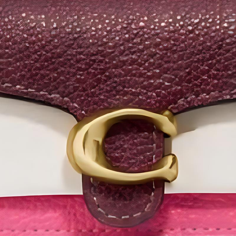 New COACH Tabby Cow Leather Card Holder, Coin Purse Women's Burgundy & Pink & White 1614-B4QYU