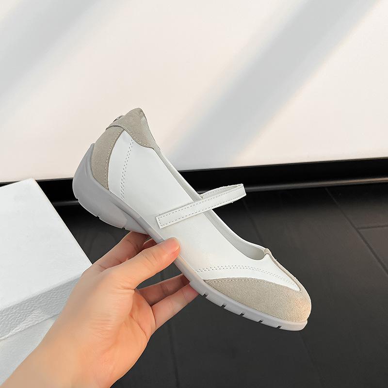

Cowhide version of silver small square head niche design shallow mouth Mary Jane single shoes women s comfortable casual ballet shoes 37 білий