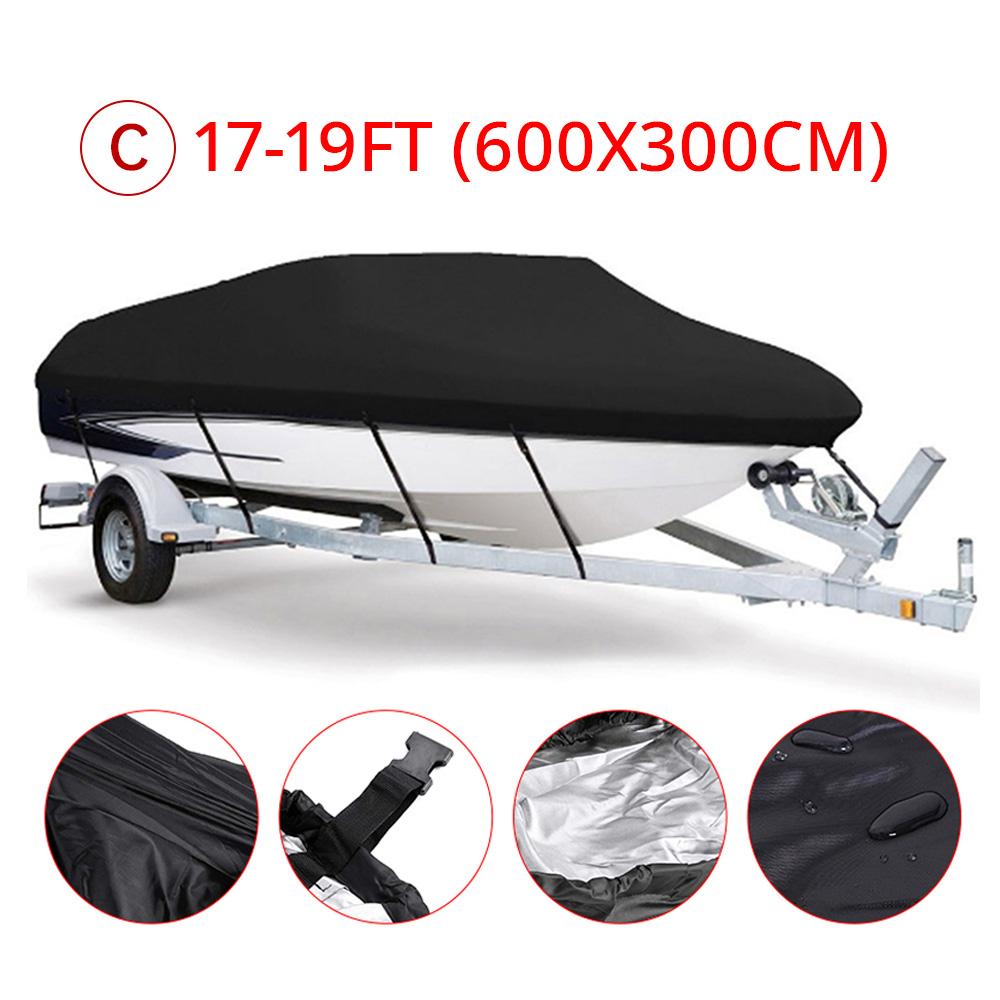 210D Yacht Boat Cover Suitable For 14-16FT Oxford Fabric Outdoor Protection Waterproof Boat Cover Anti Tear Black Boat Cover