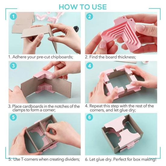 Magnetic Corner Clamps Box Making Corner Guides Cartonnage Holding Tool Right Angle Assembly Clamps for Book Covers Chipboard Boxes