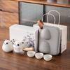 Panda-Merchandise-Artikel, seitlicher Griff, Kanne mit drei Tassen, Reise-Teeservice, leichter Luxus, modern, aus Jadeporzellan, Geschäftsgeschenk